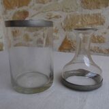 Glass and pewter screw carafe, early 20th century