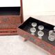 Chinese wedding chest, lacquered wood, hand-painted decoration