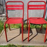 Set of 4 Tolix T2 chairs & vintage white table