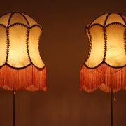 Pair of Bergboms floor lamps, G-024, brass, modern Scandinavian / mid-century style.