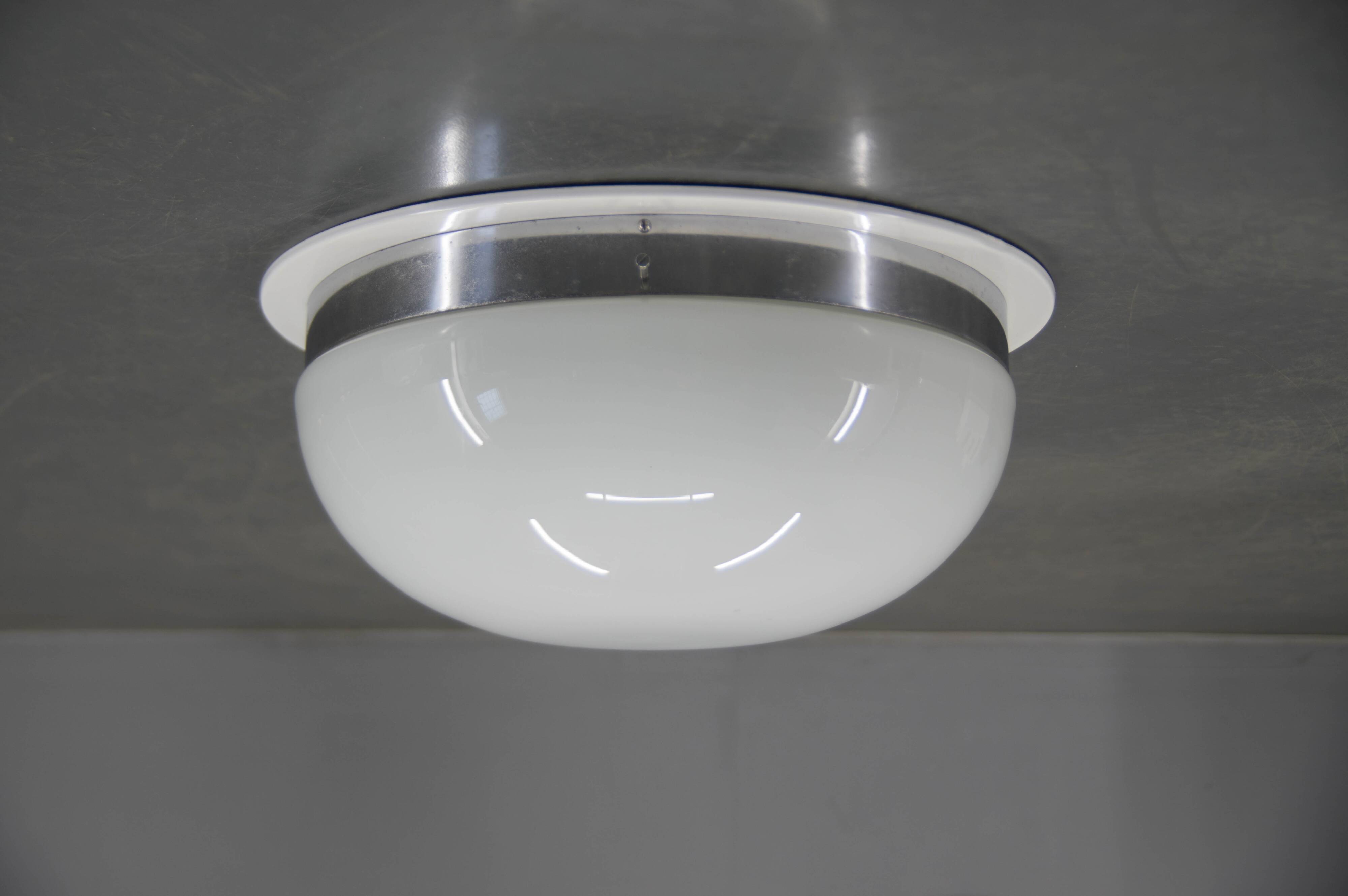 Big Bauhaus Chrome Flushmount or Wall Light, 1940s