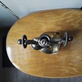 Small and discreet brass fireplace tool set.