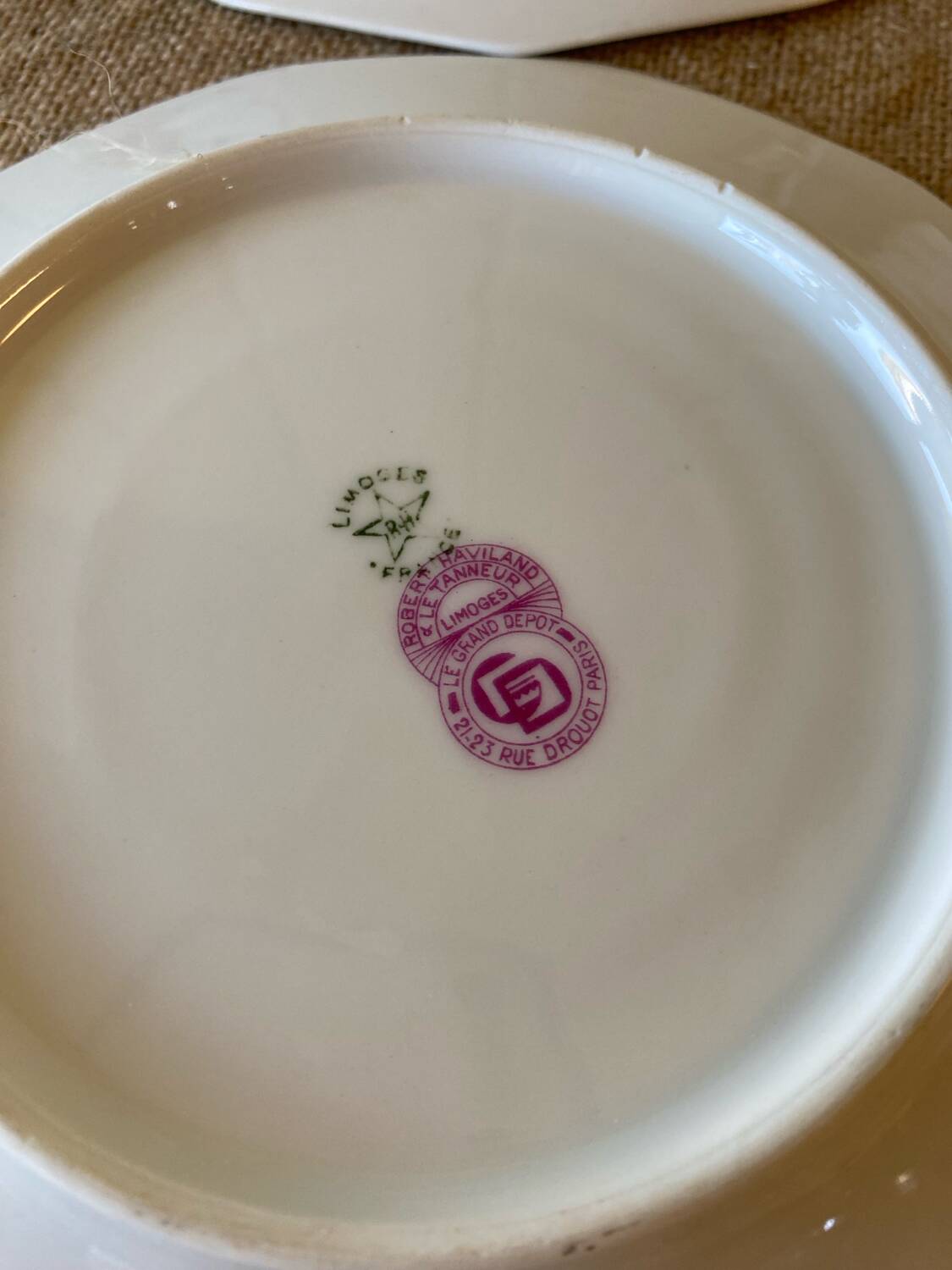 Assiettes à dessert haviland et le tanneur