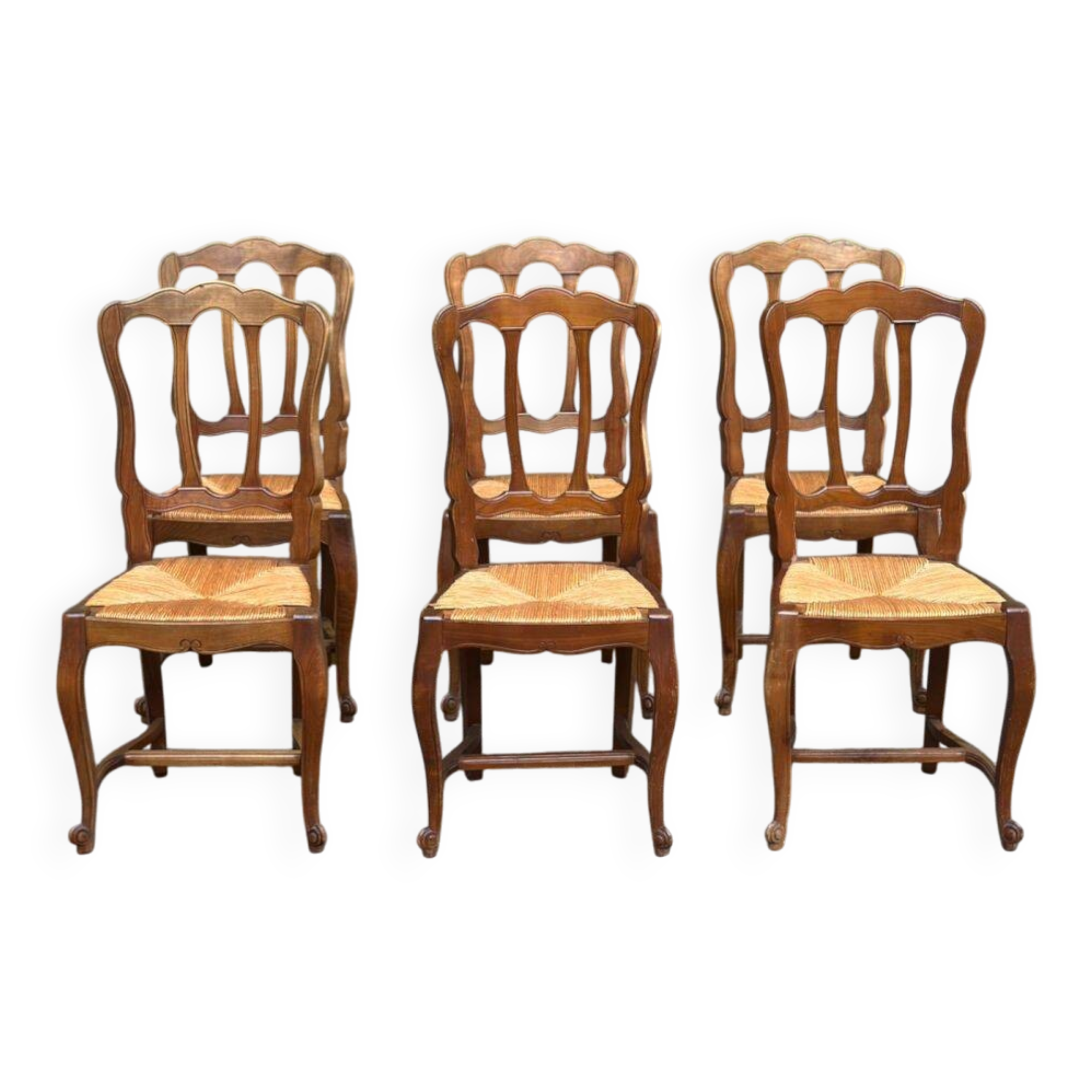 6 dining chairs in Louis XV style from the 1970s.