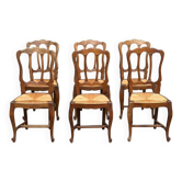 6 dining chairs in Louis XV style from the 1970s.