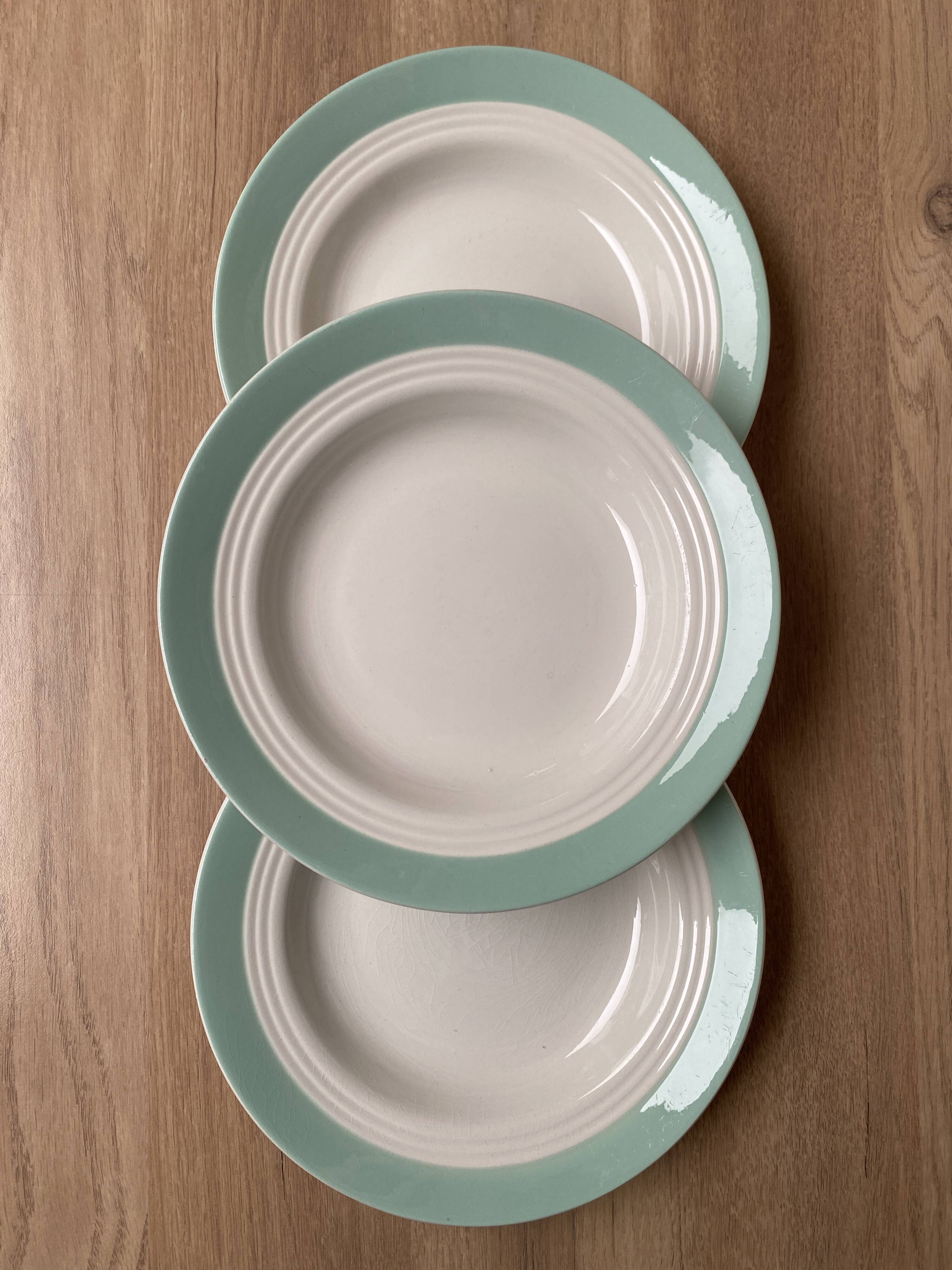 Set of 3 St Amand earthenware soup plates