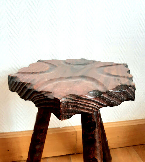 Hexagonal brutalist tripod stool