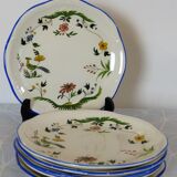 6 assiettes à dessert oiseaux du paradis Gien