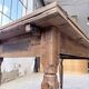Solid oak farmhouse table with integrated extensions 1950