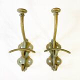 Antique patinated brass coat hooks