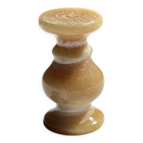 Petit bougeoir vintage en pierre d’onyx jaune H10 D5,5