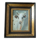 Animal pastel, study of a white cow.