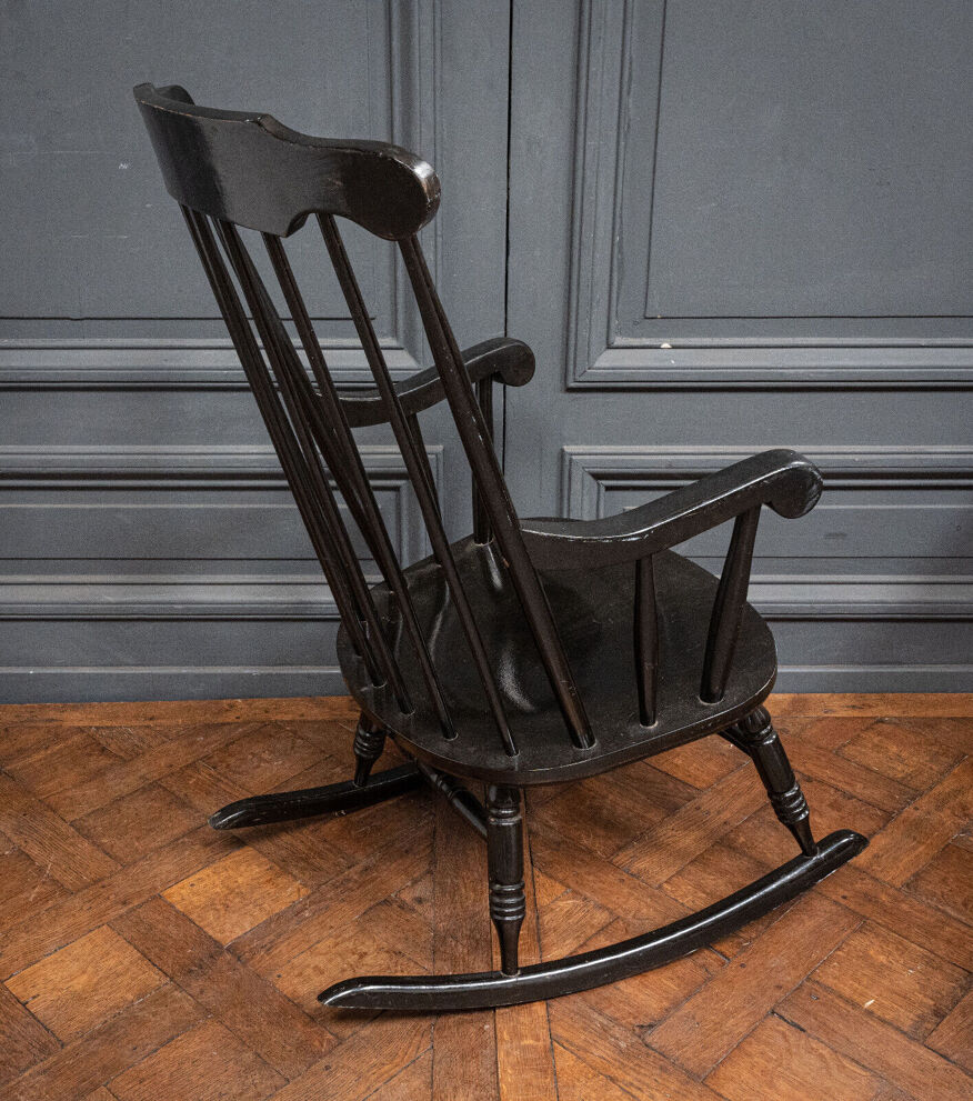 Rocking chair à barreaux 1960 western couleur noire | Selency