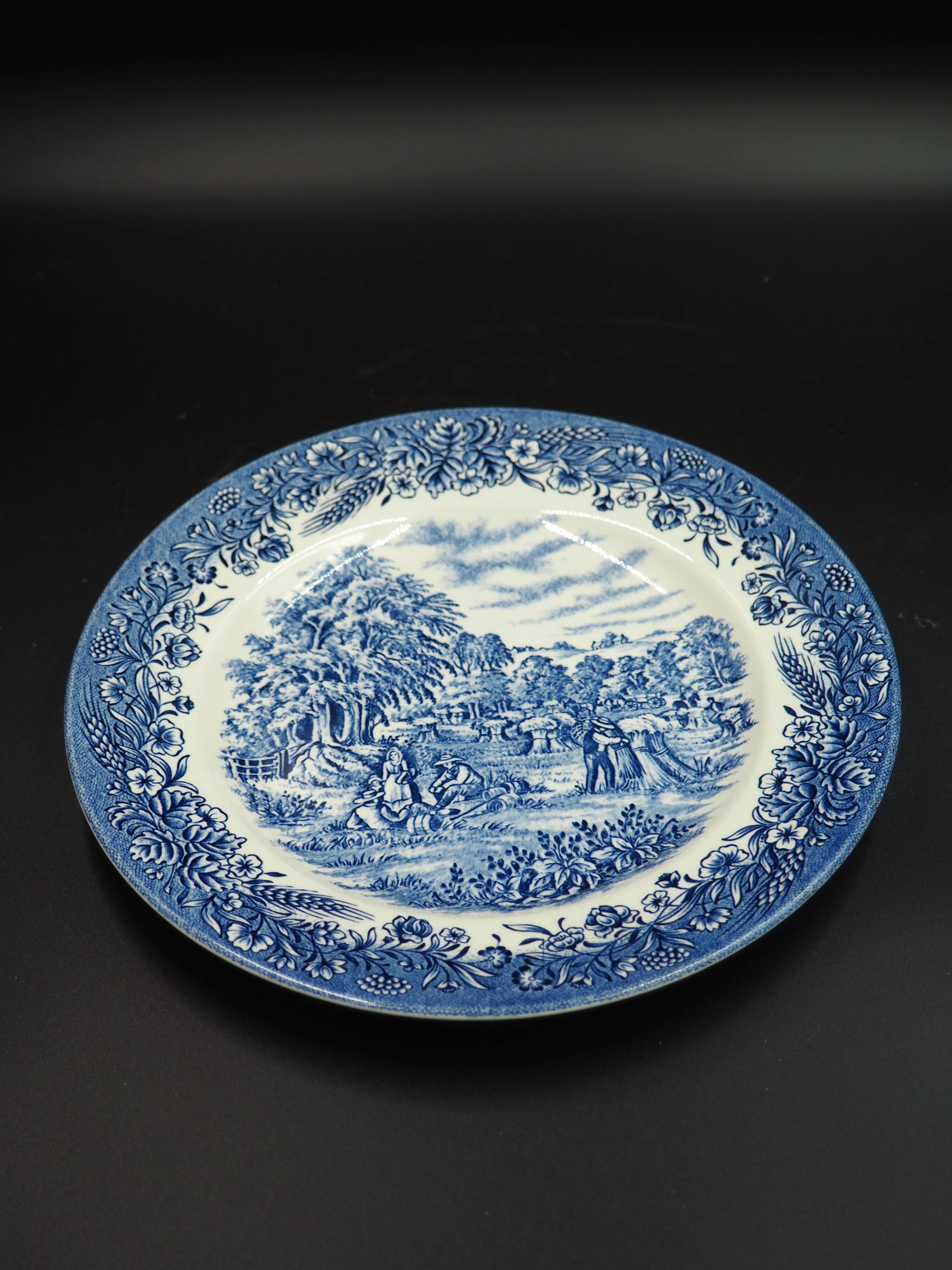 Assiette bleu campagne