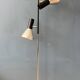 Vintage black mid-century floor lamp with two aluminum spots