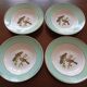 8 soup plates Fenal Badonviller "Birds" vintage 1950s