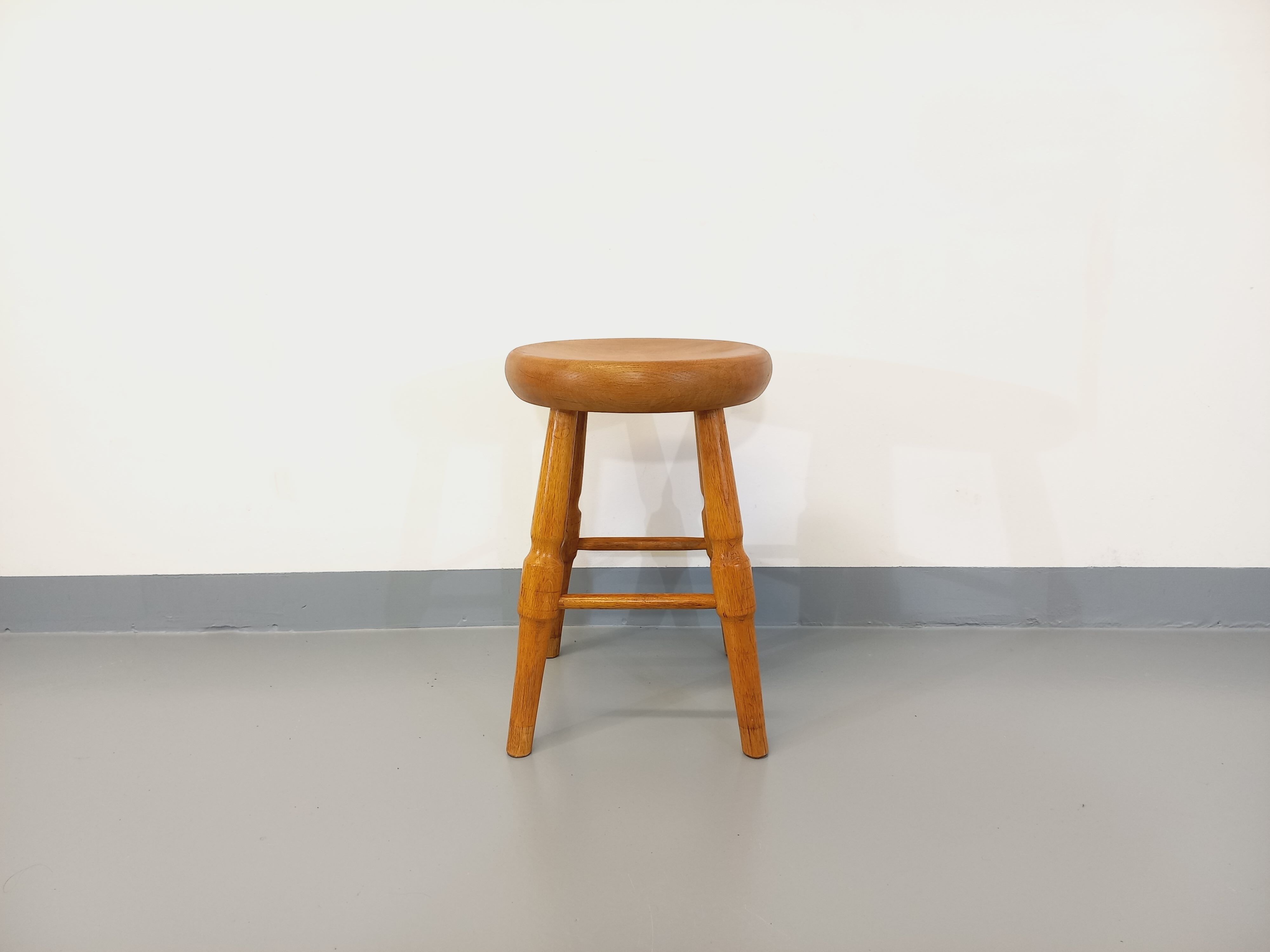 Vintage solid oak stool from the 50s 60s