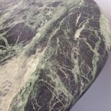 Vintage square coffee table with 2 green marble and smoked glass tops