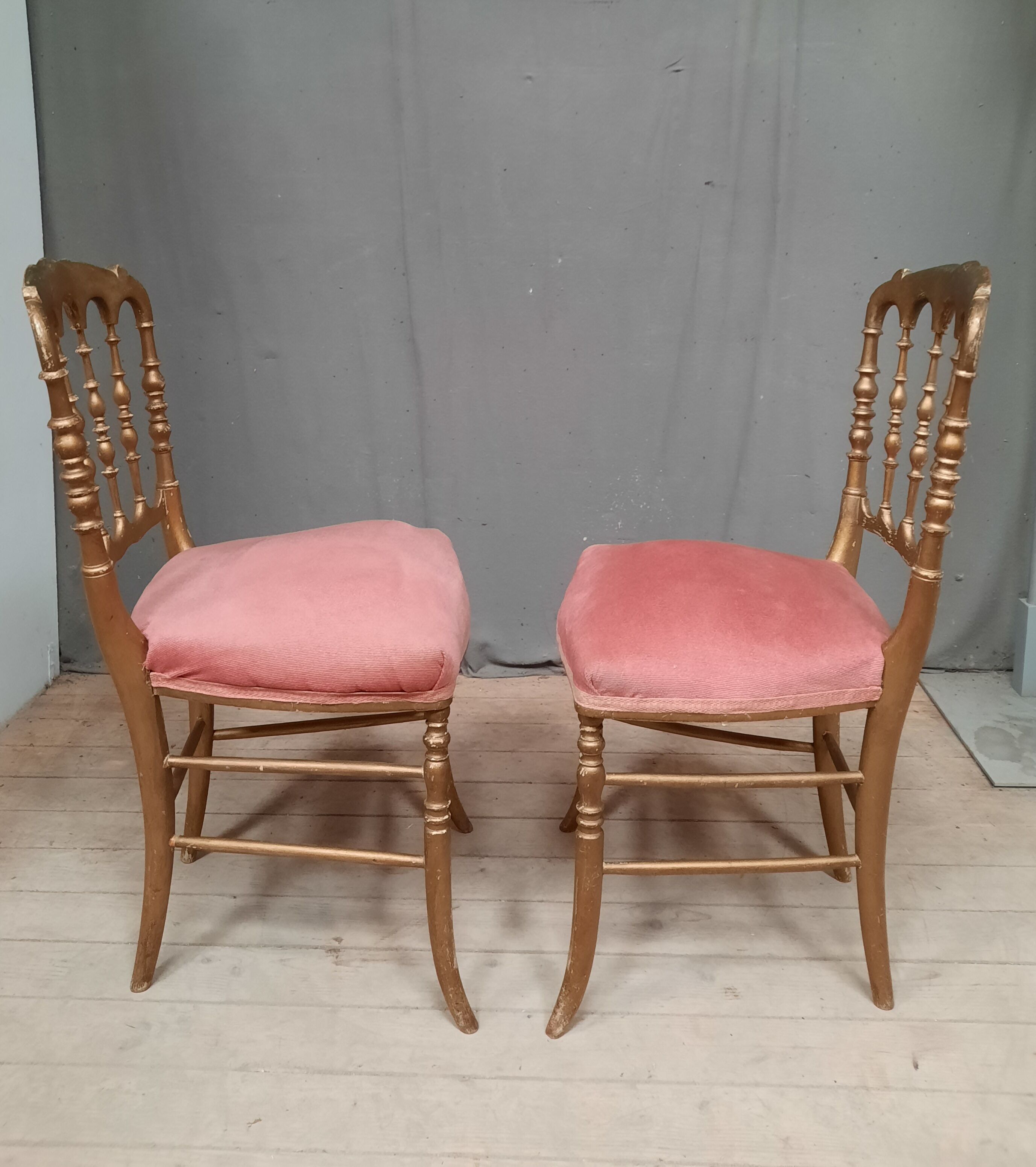 Pair of golden chairs Napoleon III