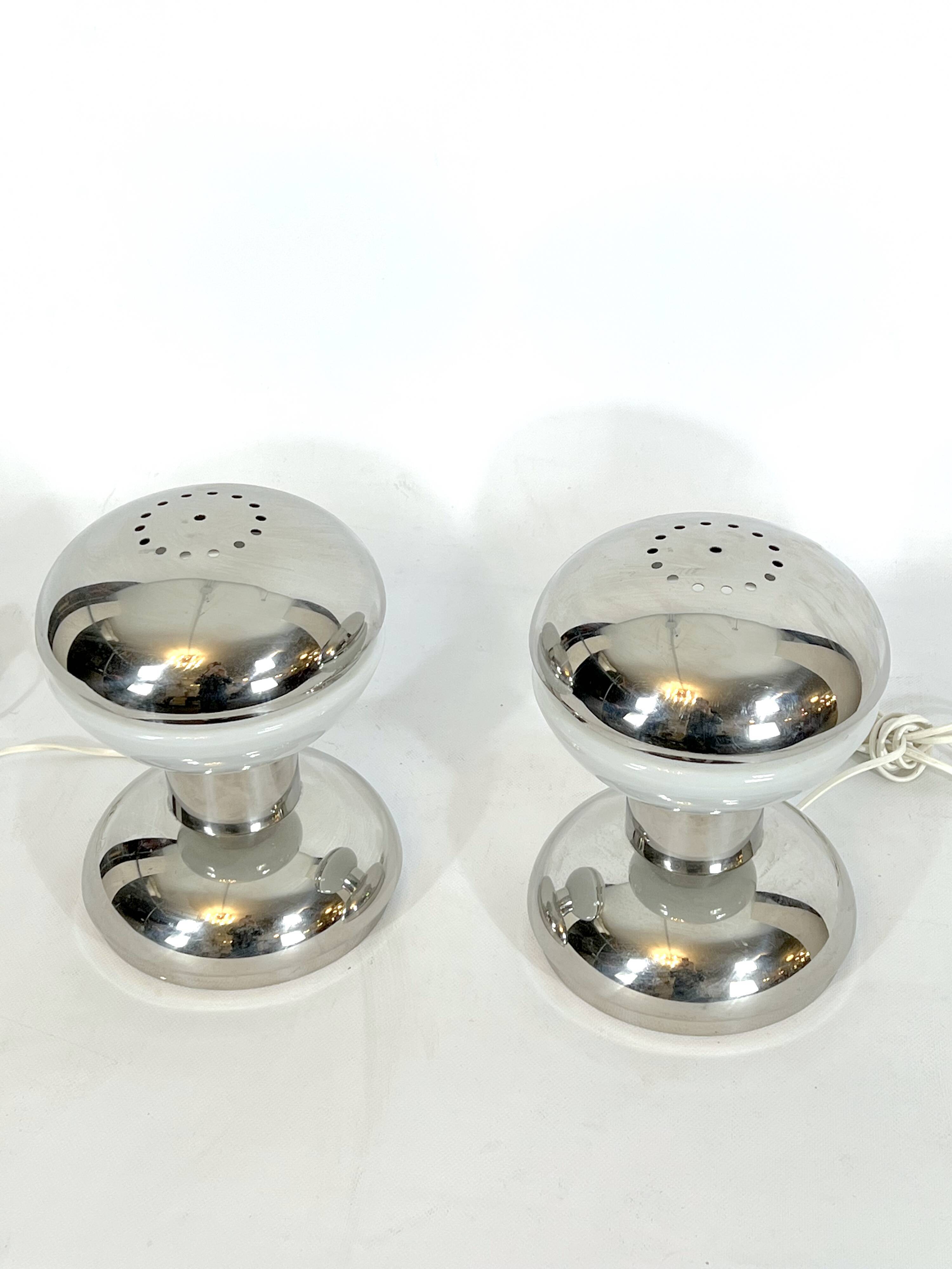 Goffredo Reggiani chrome and milk glass table lamps from 70s