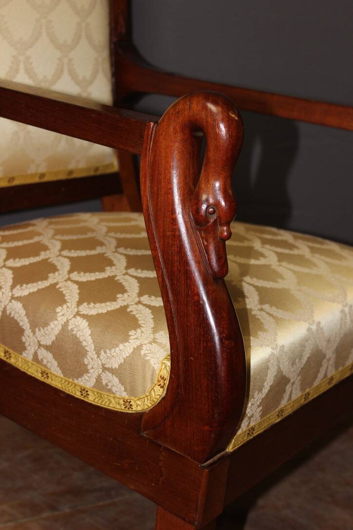 Empire Swan Neck Armchair in Mahogany, Early 19th Century