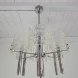 Lustre en verre de Murano et chromage, années 1960