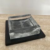 Empty ashtray vintage leather and glass pocket