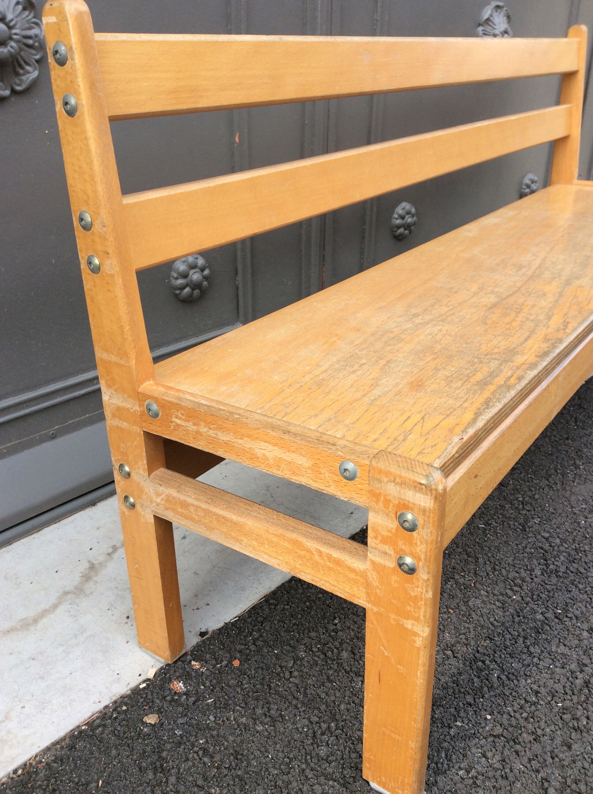 Mid-century vintage children's school bench