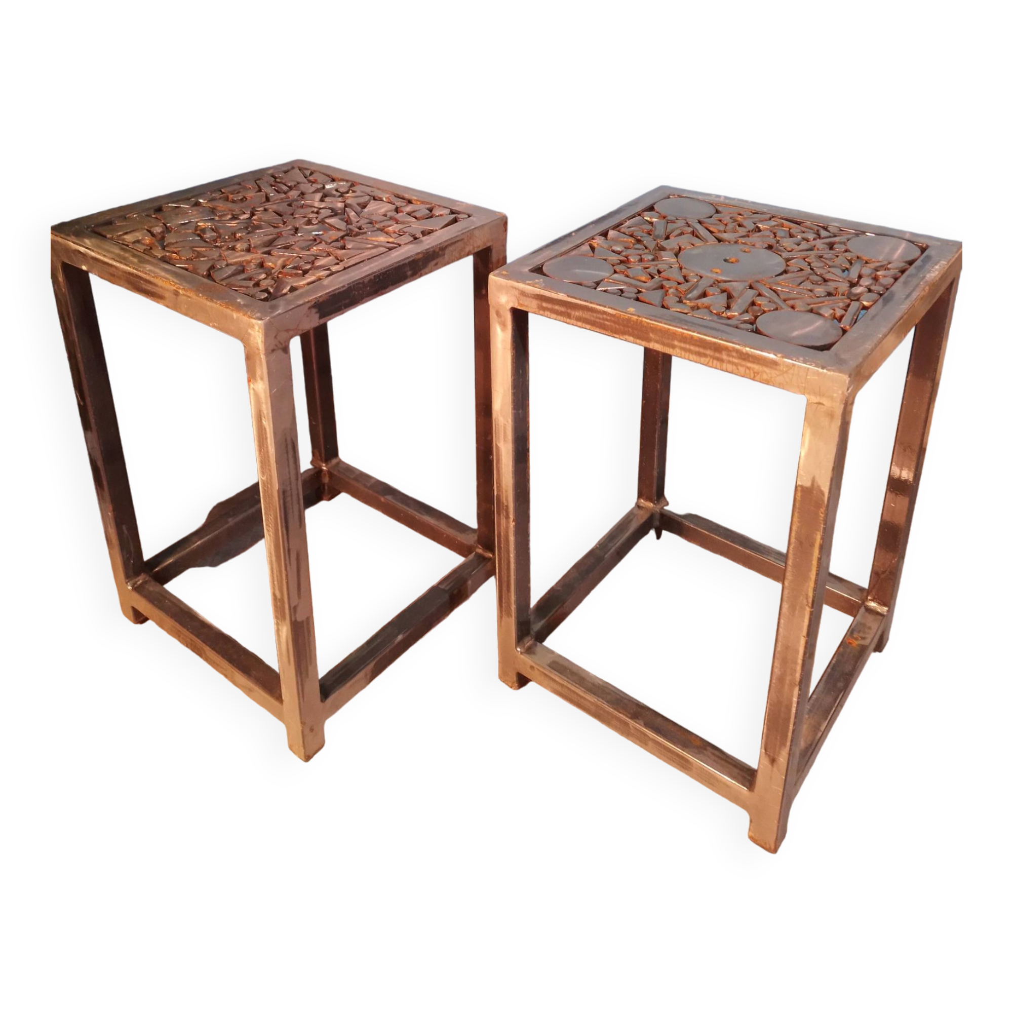 20th century steel stools / end tables