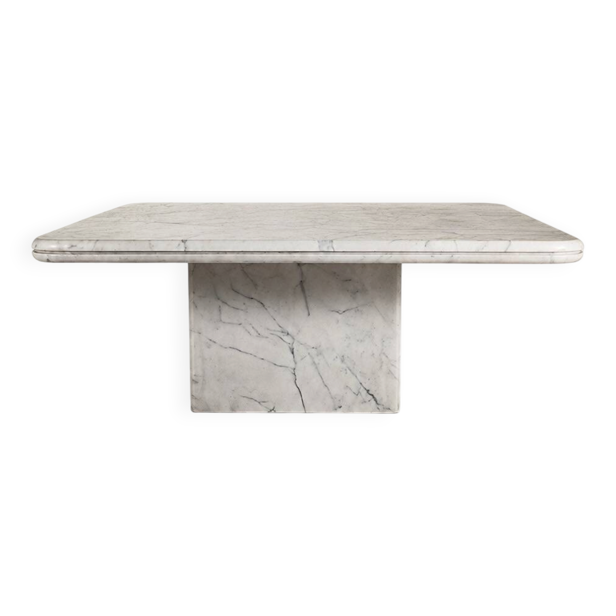 Table with a solid Carrara marble base.