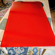 Table "floating" Space age 1970 Red Glass and Dove Tail - 140x80cm