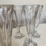 Set of 5 crystal flutes cut with cut sides 1960