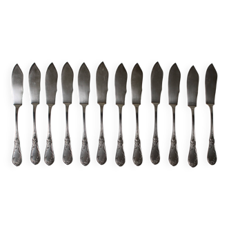Set of 12 silver-plated fish knives, 'REX' goldsmith's work
