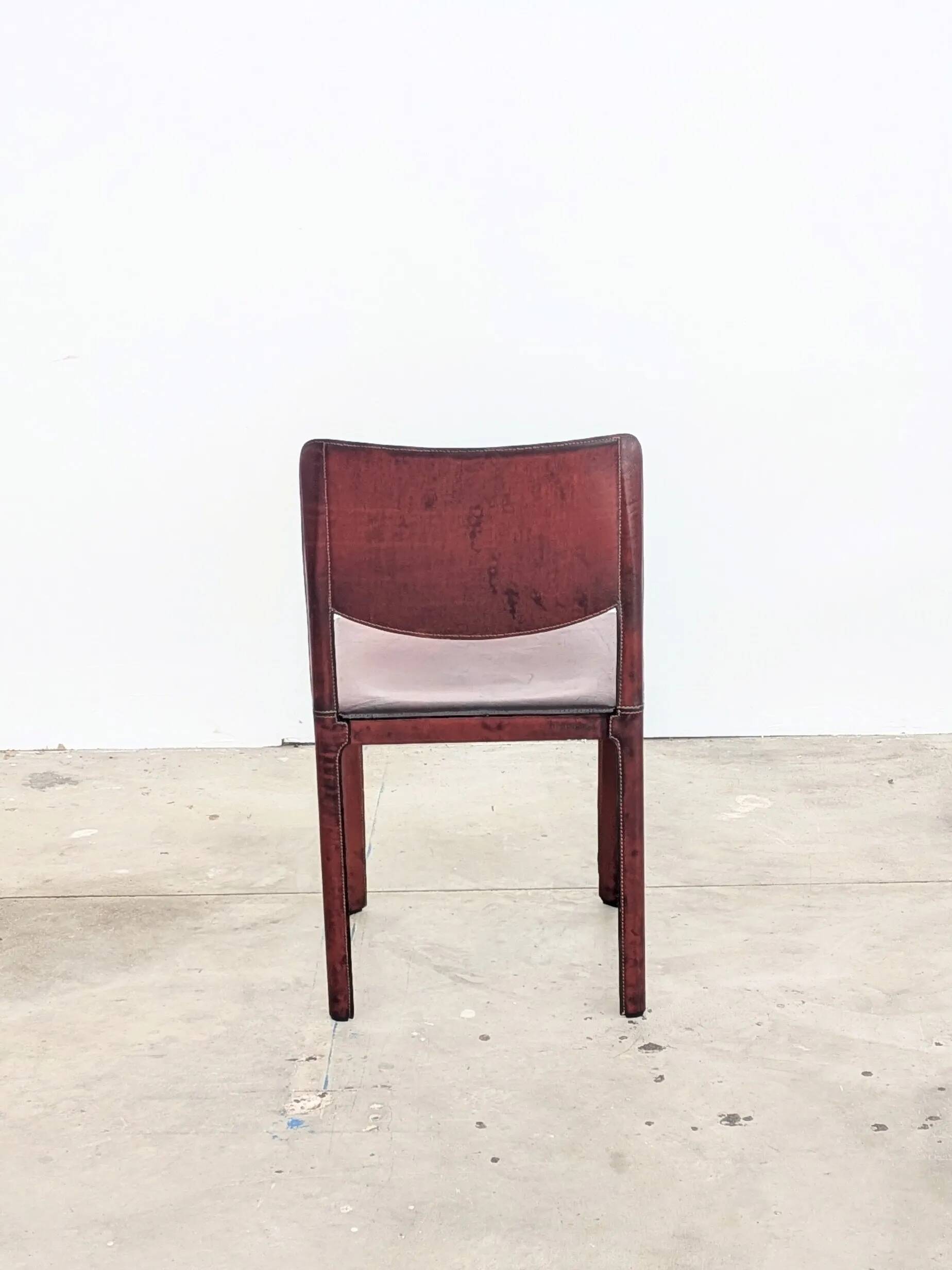 Lot de 4 chaises Matteo Grassi cuir rouge
