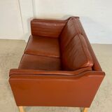 Vintage Danish mid-century Mogens Hansen 2 person cognac leather sofa