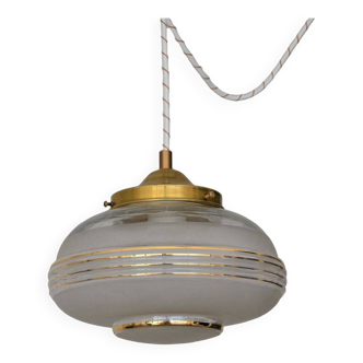 Frosted glass globe pendant with gold edging