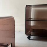 side table / bedside table in smoked plexiglass, Dumas for Roche Bobois 1970
