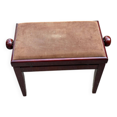Tabouret de piano cannée en acajou