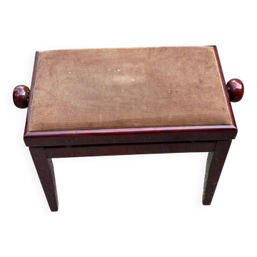 Tabouret de piano cannée en acajou