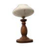 Table lamp in turned and opaline wood