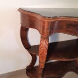 Napoleon III period console in walnut and marble tray