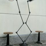 Double Industrial Graphite Floor Lamp 8-arm Jieldé by Jean Louis Domecq France 1960