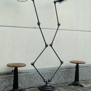 Double Industrial Graphite Floor Lamp 8-arm Jieldé by Jean Louis Domecq France 1960