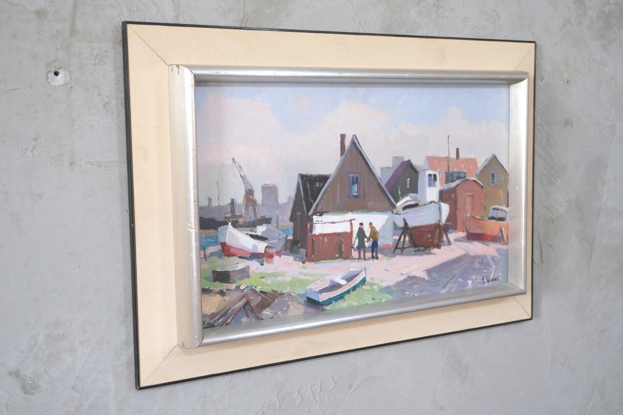 Eskil Skans, Composition suédoise, 1960, huile sur panneau, encadré