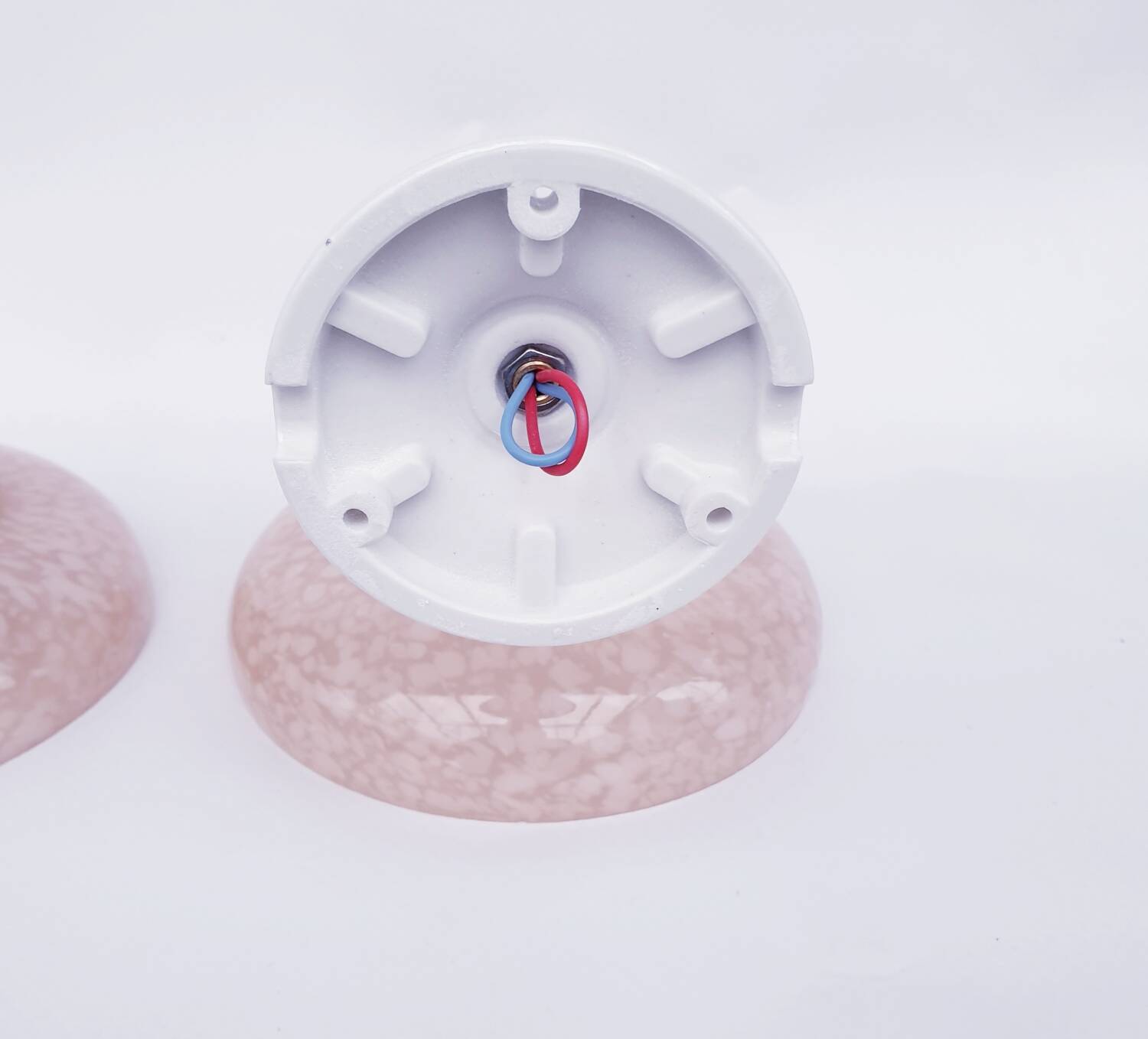 Vintage brass wall lights with speckled glass