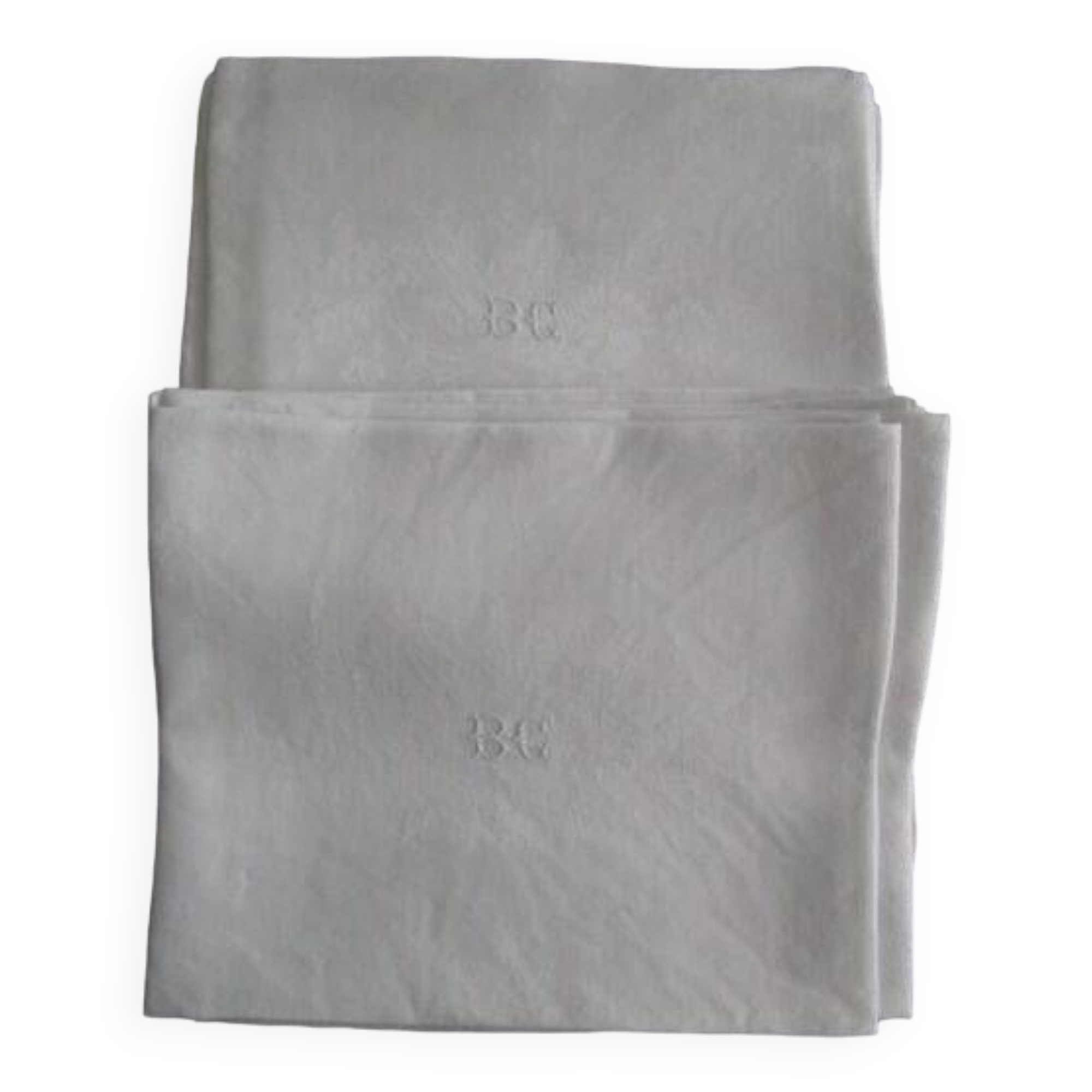 12 large old damask napkins, monogrammed
