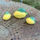 Salt and mustard pots, ceramic lemons, barbotine Vallauris.