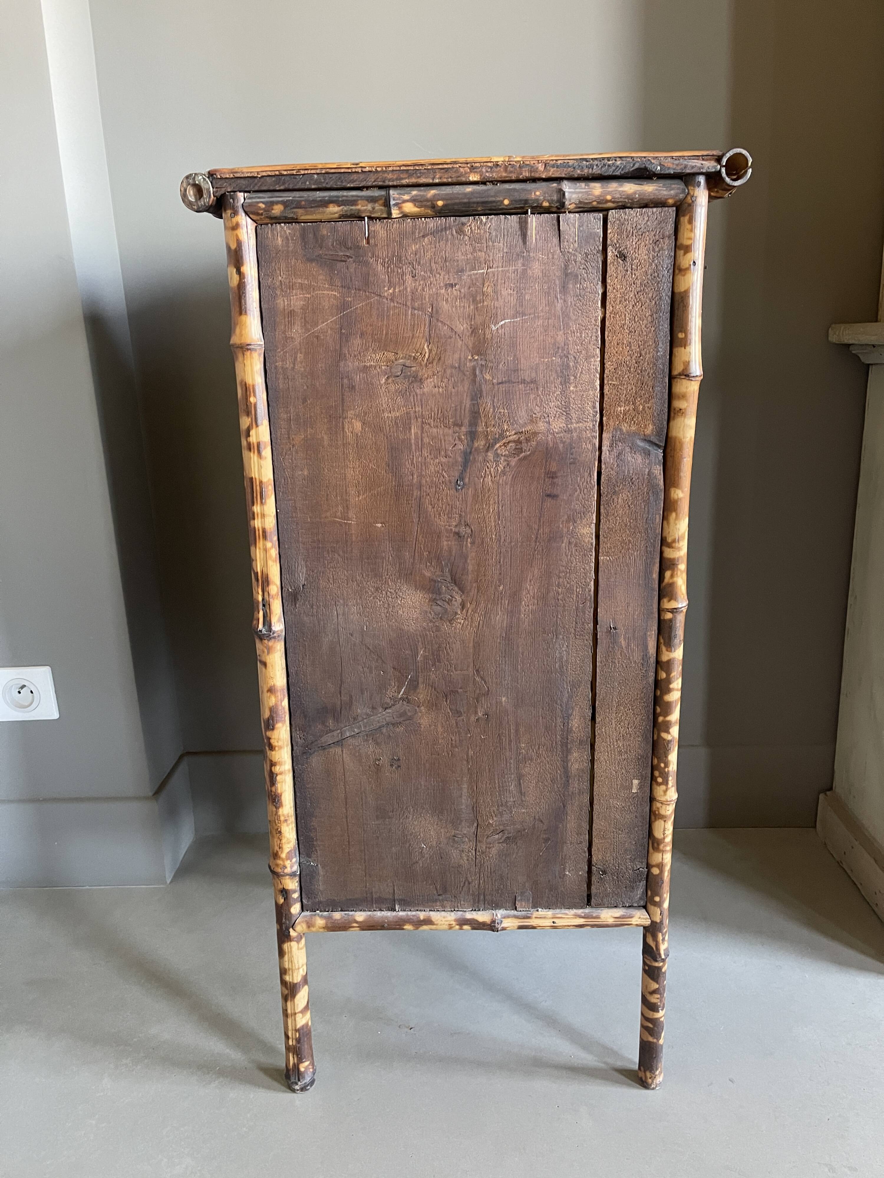 Bamboo buffet cabinet with Japanese lacquer decor