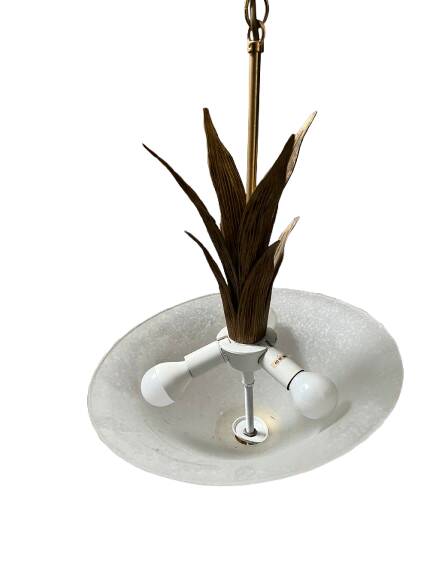 Glass and gold metal pendant light