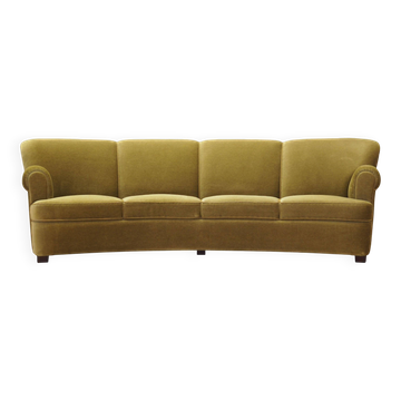 Green velour sofa, Danish design, 1960s, production: Denmark